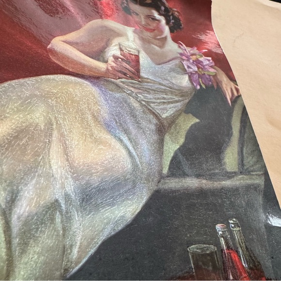 Coca Cola Pin Up Girl Print Metallic Photo Finish 1936 Ad Retro Art - Picture 6 of 7